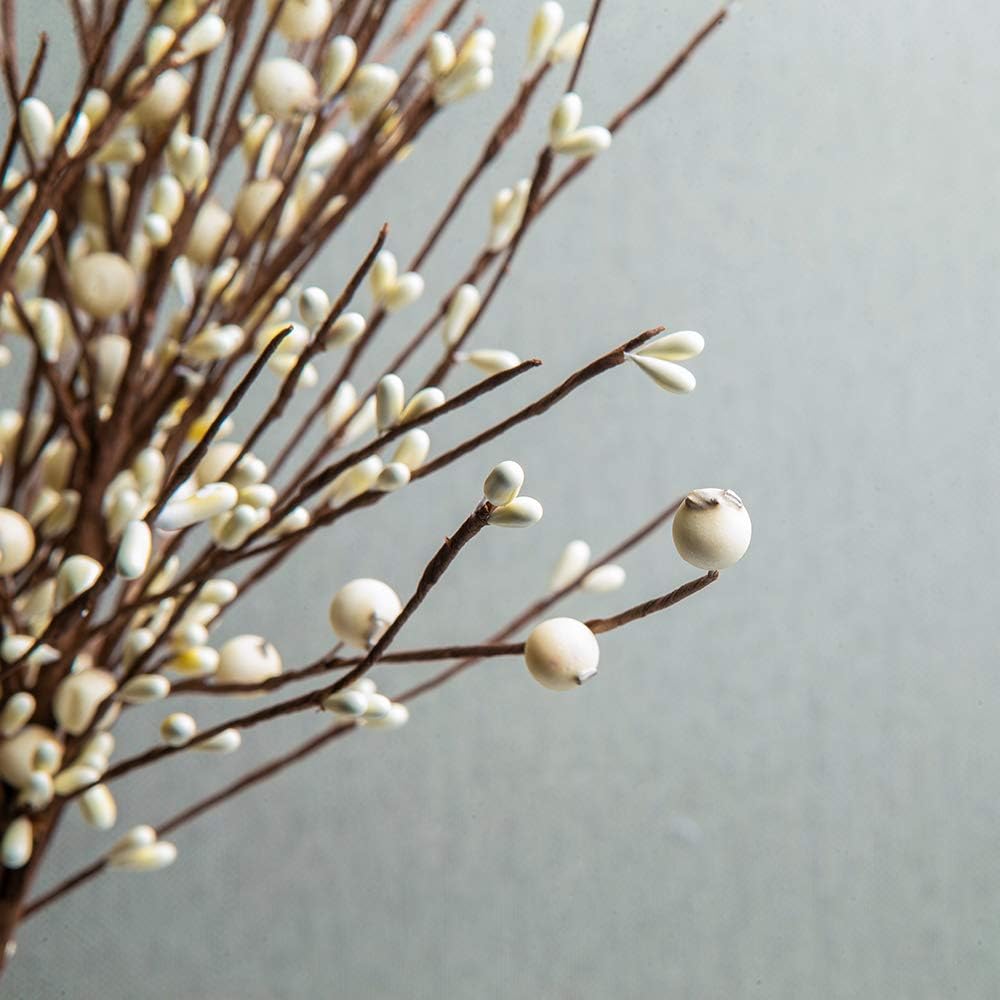 6PCS Artificial Pip Berry Stems,Cream Berry Stems White Berry Picks for Winter Christmas Holiday and Home Decor(Cream)