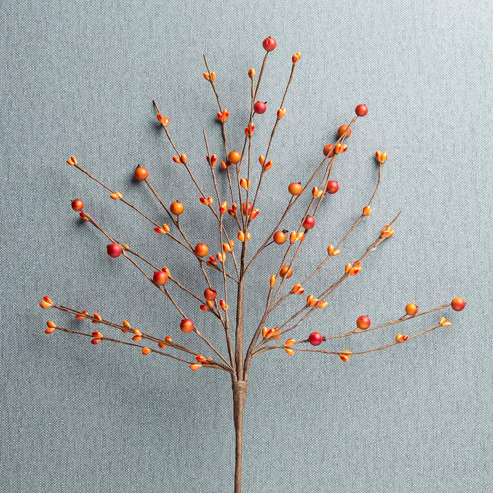 6 Pack Fall Berry Stems 17" Tall Orange Berry Picks Artificial Floral Picks for Vases Centerpieces AutumnThanksgiving Harvest Festival Celebration(Orange)