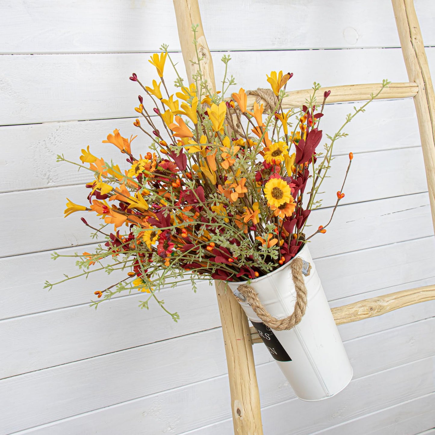 Artificial Fall Flowers 12 Pack Floral Picks 17" Tall Forsythia Stems with Berries for Autumn Flower Arrangements Centerpieces Indoor Outdoor Decorations